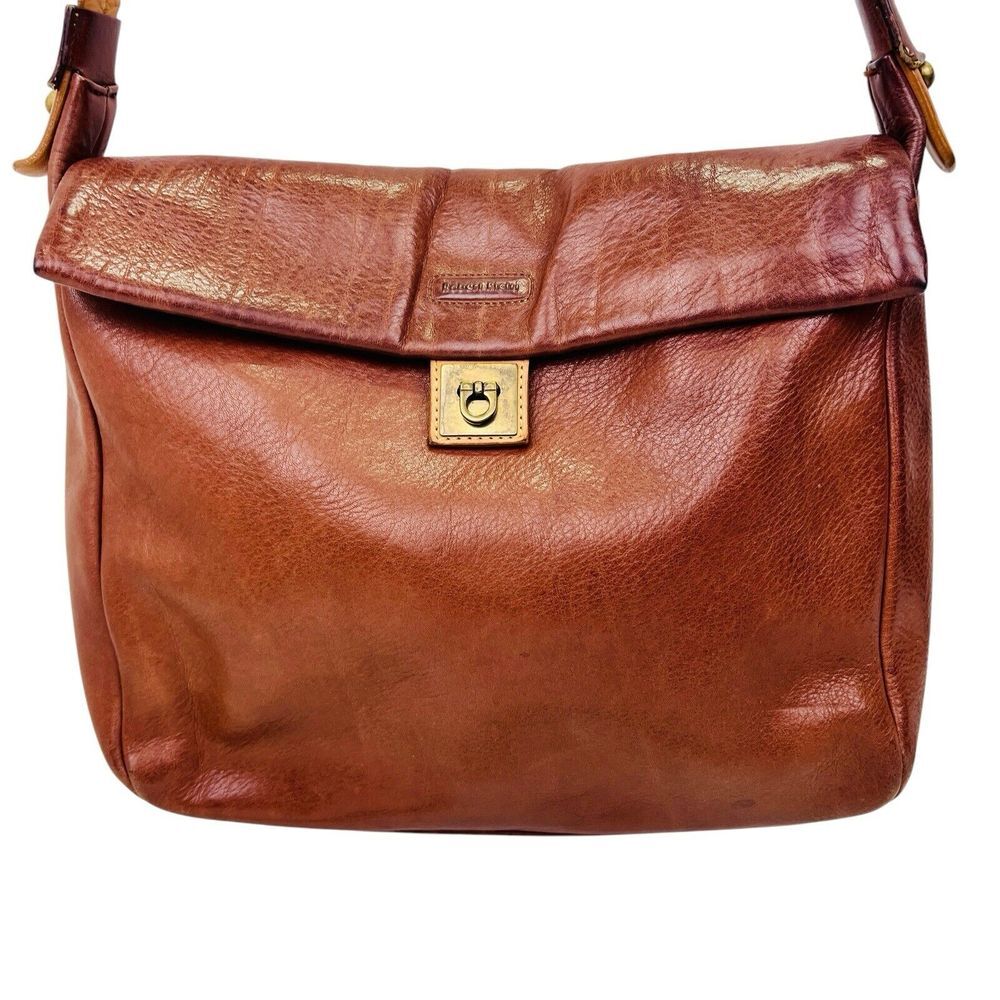 Robert Pietri Brown Leather Soft Brown Leather Shoulder Bag‎ Brass Flap